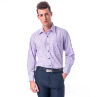 【金安德森】紫色格紋黑扣長袖襯衫