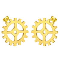 QIAMNI Steampunk Stainless Steel Whirlpool Gear Round Spiral Cross Stud Earrings Club Jewelry Decoration Gift for Women Girl Men