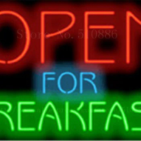 Open for Breakfast neon sign Handcrafted Light Bar Beer Pub Club signs Shop Store Business Signboard diet food19"x15"