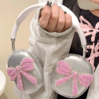 Pink Bow Airpods Max Earphone Case Custom Cute Airpods Cover Decorations for Airpods Max Replica Y2k Headphone Accessories Girl