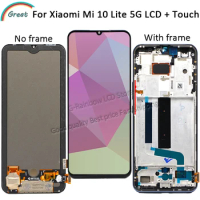 6.57'' AMOLED For Xiaomi Mi 10 Lite 5G LCD M2002J9G Touch Panel Screen Digitizer Pantalla For Mi 10 lite LCD Display with Frame