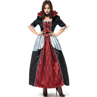 Ladies Gothic Vampire Bloody Countess Costume Classic Movies Black Red Vampire Halloween Fantasy Fancy Dress
