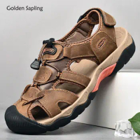 Golden Sapling Summer Men's Sandals Outdoor Trekking Shoes Genuine Leather Footwear Mountain Sandal for Men Casual Chaussures