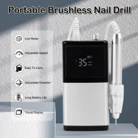 Brushless Electric Nail Drill Machine 35000rpm Cordless Wireless E File Portable Cordless Rechargeable Nail Drill Machine