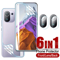 6IN1 Gel Film For Xiaomi Mi 11 Pro Ultra Lite 12 12X Front Screen+Back Cover Hydrogel+Camera Lens Glass For Mi11Pro Mi11Lite