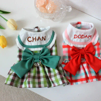 Pakaian anjing DY Loving-Shihtzu, pakaian puteri pasangan, kekisi sutera dengan busur besar, tab tar