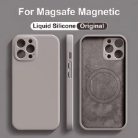 Original Liquid Silicone Magnetic Case For iPhone 11 13 12 14 15 Pro Max Plus For Magsafe Case Wireless Charge Cover Accessories
