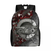 Custom Guns N Roses Hard Rock Band Backpacks for Women Men College School Student Bookbag Fits 15 Inch Laptop Bullet Logo Bags