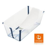 Stokke Flexi Bath 折疊式/摺疊式浴盆套裝(感溫水塞)(含浴盆+浴架)-透明藍★愛兒麗婦幼用品★