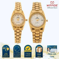 Mirage Jam Tangan Pria Permata Analog RX 1579 M Gold Original Stainless Couple Plat Putih
