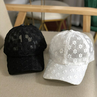 韓國女帽子定制少女學生新款春夏棒球帽遮陽帽蕾絲鏤空鴨舌帽潮