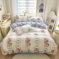 公主風蕾絲花邊床包床單四件組枕套被套單人雙人加大床罩寢具