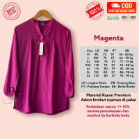 Blouse Atasan Kemeja Polos Magenta Baju Wanita Perempuan Muslimah Rayon Jumbo Busui Friendly