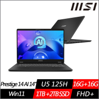 MSI微星 Prestige 14 AI Evo C1MG-057TW 14吋效能筆電 Ultra 5 125H/16G+16G/3TB PCIe SSD/Win11/特仕版)