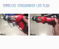 Flexible Cordless Screwdriver Mesin Bor Obeng Baterai Charger Lampu