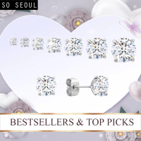 On Sale SO SEOUL Athena Solitaire Diamond Simulant Stud Earrings |   0.1–2.5CT Zircon |   925 Silver