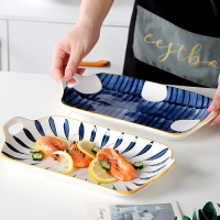 日式陶瓷魚盤家用新款蒸魚盤子大號創意網紅長形裝魚菜盤單個餐具