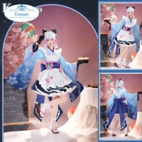 Game Genshin Impact Maid Kamisato Ayaka Cosplay Costume Halloween outfits Women Anime Clothing