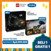 Beli 1 Gratis 1 - LEGO Technic 42215 Volvo EC500 Hybrid Excavator + LEGO Technic 42209 Volvo L120 El