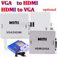 Mini HDMI to VGA to HDMI Converter With Audio HDMI2VGA VGA2HDMI 1080P Adapter Connector BOX For PC Laptop to HDTV Projector