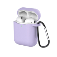 【General】AirPods 保護套 保護殼 無線藍牙耳機充電矽膠收納盒- 薰衣紫(附掛勾)