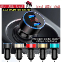 1PC Dual Ports Digital LED Voltmeter 3.1A 5V USB Auto Pengecas Kereta