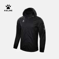 KELME Men's Waterproof Jacket Windbreaker Soccer Training Lightweight Training Outwear Quick Dry Coat 8163WT1001
