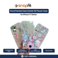 Case iPhone 17 Pro Max iPhone 17 Air SNAPFIT Floral Painted Clear Estetik 3D Flower Motif Bunga Prot