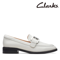 Clarks 女鞋Ria Trim永不過時經典雙色樂福便士鞋 白色(CLF70370D)