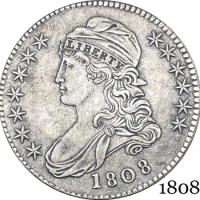 United States Of America Liberty Eagle 1808 50 Cents ½ Dollar Capped Bust Half Dollar Cupronickel Silver Plated Copy Coin