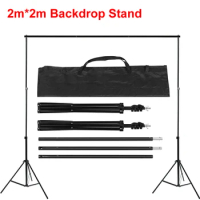 Photography 2m*2m Backdrop Support Stand Metal Tripod 6.5ft*6.5ft Background Holder Adjustable Height for Photo Studio Video
