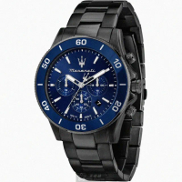 【MASERATI 瑪莎拉蒂】MASERATI手錶型號R8873600005(寶藍色錶面寶藍錶殼深黑色精鋼錶帶款)