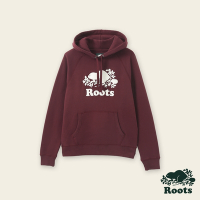 Roots女裝-絕對經典系列 經典海狸LOGO連帽上衣-酒紅色