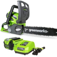 Greenworks 40V 12-inch Cordless Chainsaw with 2.0 Ah Battery and Charger, 20262