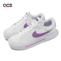 Nike 休閒鞋 Wmns Court Legacy Lift 女鞋 白 紫 皮革 厚底 增高 復古 縫線 DM7590-103