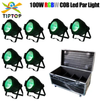 Road Case 8in1 PackLed COB Par Cans 100W 4in1 RGBW Color 3PIN DMX IN/OUT Socket Wide Voltage EU/US/AU Power Plug Shading Cover