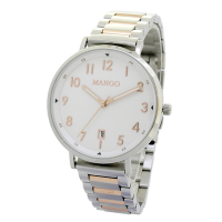 MANGO 百搭數字簡約鋼帶錶-MA6768L-80T-H(銀色/36mm)