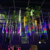 LED流星燈防水太陽能燈串亮化樹彩燈管流水燈節日流星雨戶外裝飾