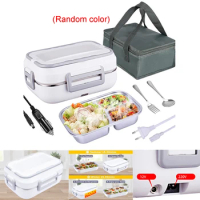 2in1 BPA Free Home Car Electric Lunch Box Stainless Steel Food Heated Warmer Container Home Heater Bento Box Set 12/24V 110/220V