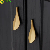 Golden loquat leaf handle cabinet door, bathroom creative handle drawer, wardrobe cabinet, luxury cabinet handle