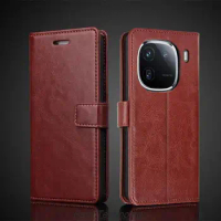 Card Holder Cover Case for Vivo iQOO 12 Pro Pu Leather Flip Cover Retro Wallet Phone Case iQOO 12 Pro Business Fundas Coque