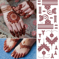 Thời trang Miếng dán Mehndi màu đỏ Miếng dán hình xăm henna Hình xăm giả ren Dụng Cụ Cưới Hình xăm t