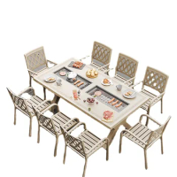 Chair Courtyard Household Electric Charcoal Oven Garden Villa Leisure Terrace Long Dining Table and Chair