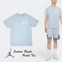 Nike 短袖上衣 Jordan Flight Patch Tee 男款 淺藍 寶寶藍 短T 中磅 寬鬆 DQ7375-366