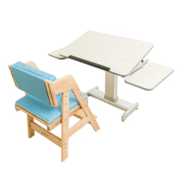 【MyTolek 童樂可】樂適桌+學學椅套餐-無段式80舒適版(皮諾丘木 兒童成長書桌椅 人體工學書桌椅)