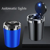 New multifunctional car ashtray with LED light one touch open lid cigar cup for Mini Cooper One S JCW R55 R57 F56 F54 auto parts