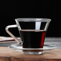 法式濃縮咖啡杯耐熱玻璃帶把咖啡杯家用配碟咖啡杯小號咖啡杯套裝
