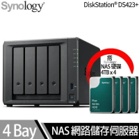 Synology群暉科技 DS423+ NAS 搭 Synology HAT3300 Plus系列 4TB NAS專用硬碟 x 4