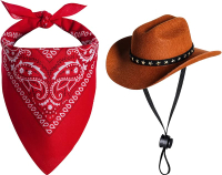 choyaxo  Cowboy Costume Halloween Costumes for Dogs Cat Cowboy Hat with Bandana Scarf (Small)