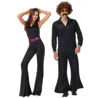 Halloween Carnival Party Adult Vintage 60s 70s Hippie Couples Cosplay Costume Suit Music Festival Retro Disco Fancy Dress